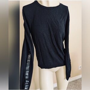 Versace Collection Black Wool Blend Knit Sweater Jewel Sleeves Authentic